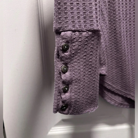Chaser Waffle Knit Purple Long Sleeve Top Size Medium - Picture 3 of 5